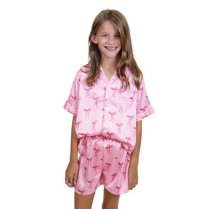 Children's Satin Pajama Short Set with bows