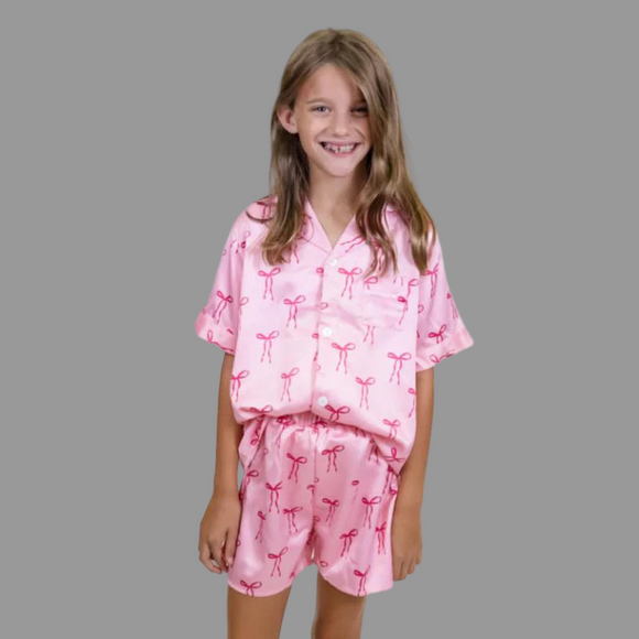 Children's Satin Bows Pajama Set