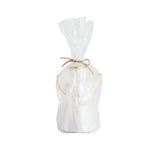 White angel figurine with gold accents and battery powered flame