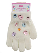 White gloves with colorful gemstones 