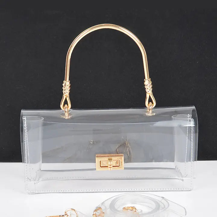 Clear Metal Handle Clutch