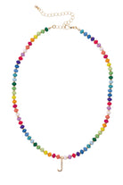 Ruthie Rainbow Beaded Mini Initial Necklace