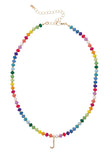 Ruthie Rainbow Beaded Mini Initial Necklace
