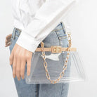 Clear Double Pocket Chain Handle Clutch