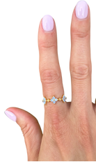 Dainty Blue Opal Flower Ring