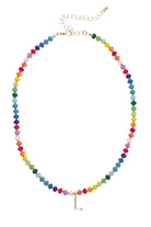 Ruthie Rainbow Beaded Mini Initial Necklace