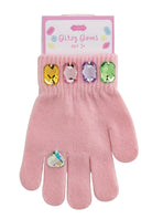 Pink gloves with colorful gemstones 