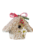 Birdseed house shaped like a birdhouse with magnolia flower