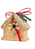 Birdseed house ornament with red cardinal and greenery