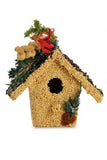 Decorative birdhouse with festive elements 