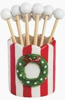 Christmas wreath toothpick holder