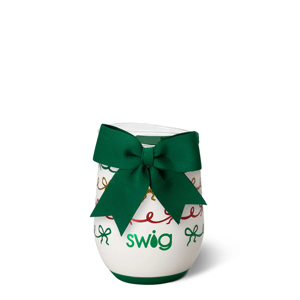 Christmas Bows Stemless Wine Cup 12oz