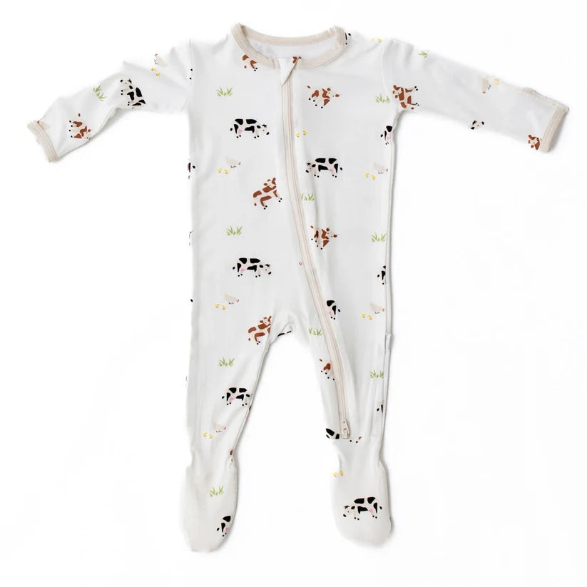 Cow Zippered Footie
