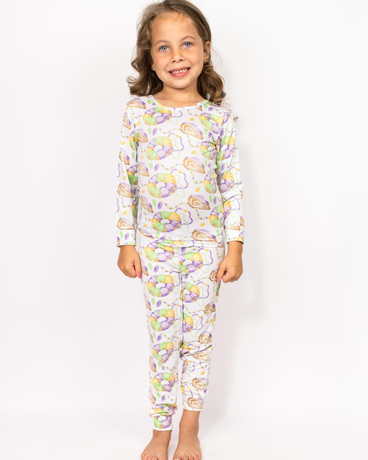 Kid's King Cake Love Long Sleeve Pajamas