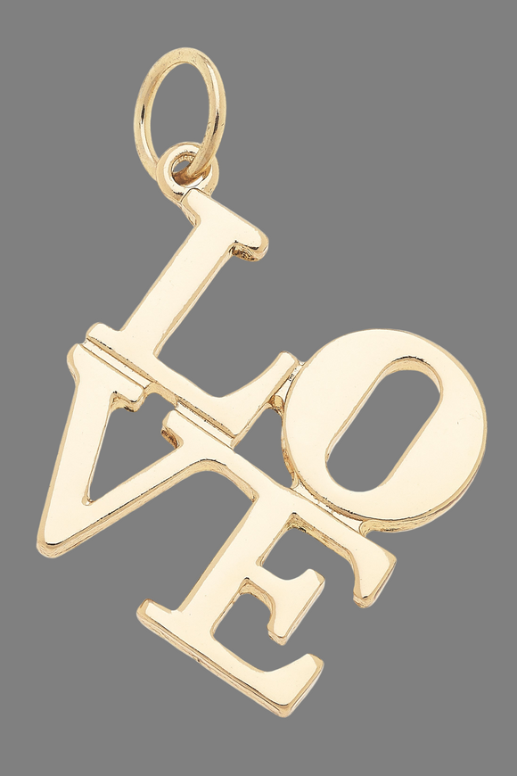 LOVE Stacked Charm in Shiny Gold