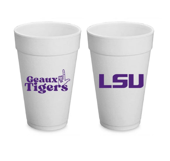 LSU Styrofoam Cups Set of 8