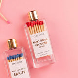 Make Good Decisions Glass Bottle Matches