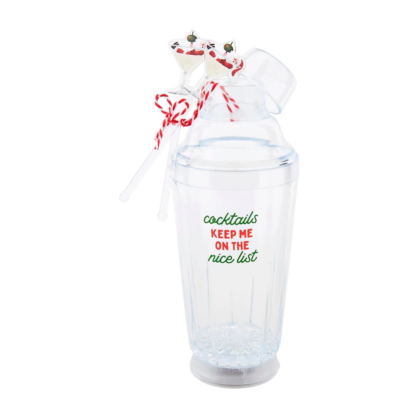 Clear glass cocktail shaker with straw 