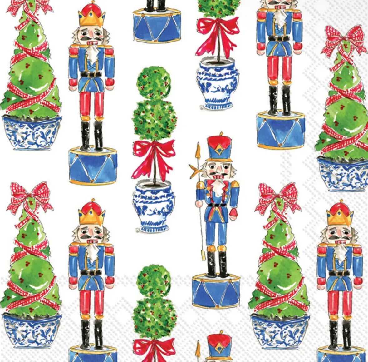Paper Lunch Napkins 20/pk Nutcrackers & Topiary Christmas