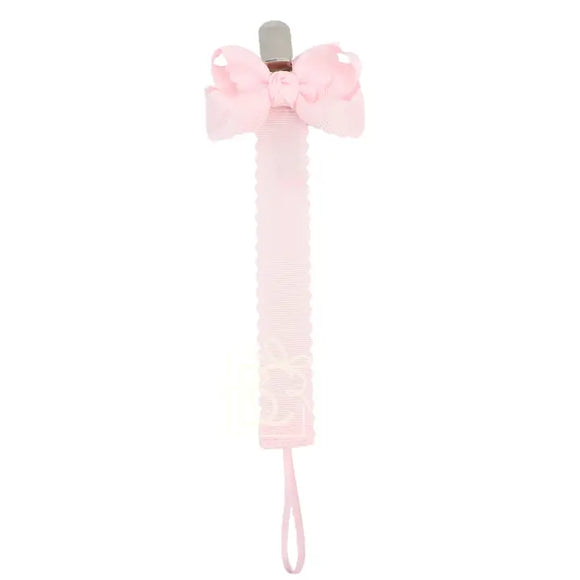 Scalloped Grosgrain Pacifier Clip w/ Detachable Bow