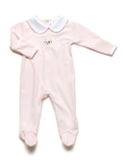 Spotted Girl Puppy Collared Pima Footie/Light Pink