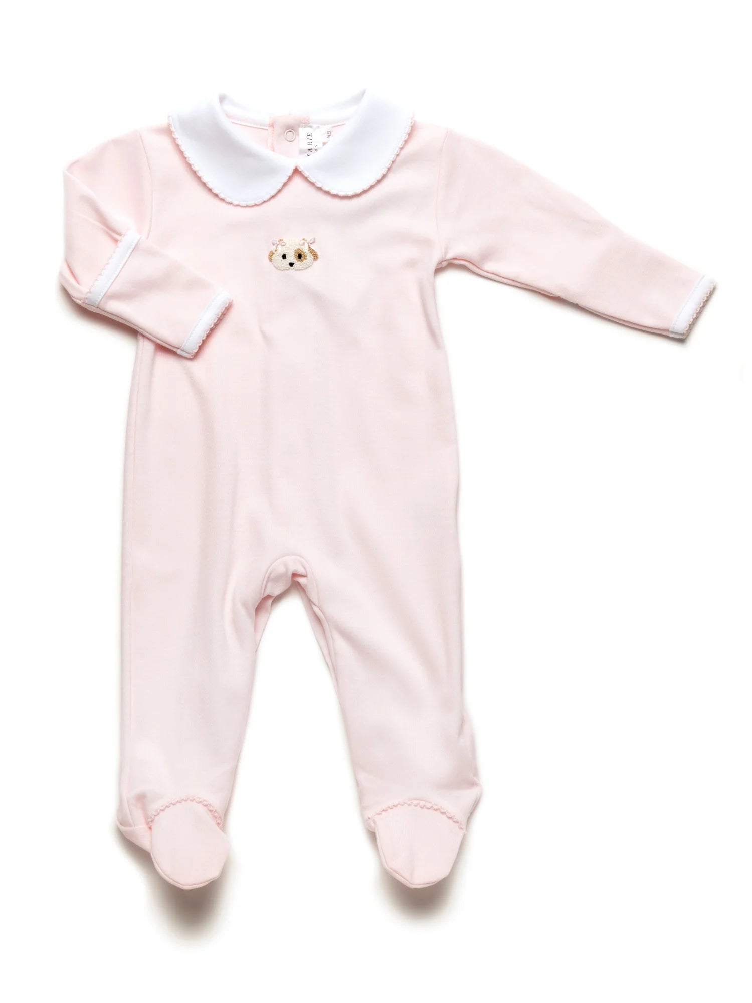 Spotted Girl Puppy Collared Pima Footie/Light Pink