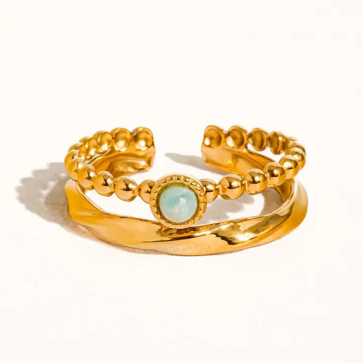 Lindy 18K Gold Non-Tarnish Layered Stone Ring