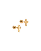 Linny Co Screwback Stud Earrings - Latin Cross Gold