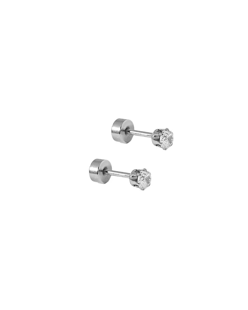 Linny Co Screwback Stud Earrings - Micro Helen Silver