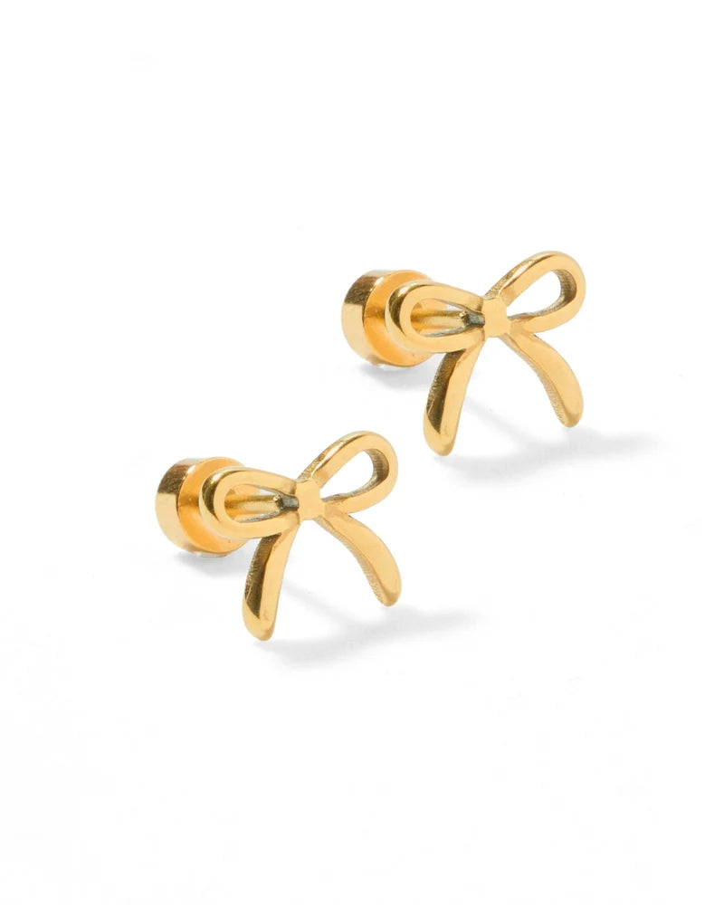 Linny Co Screwback Stud Earrings - Sadie Bow Gold