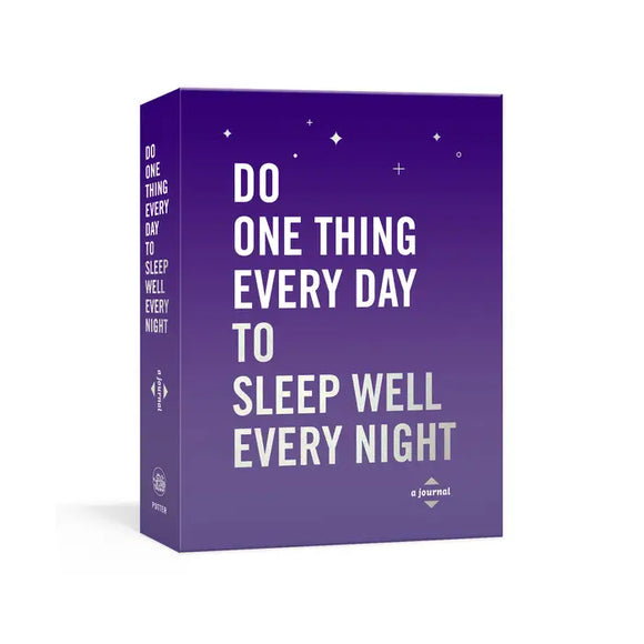 Purple book titled 'Do One Thing Every Day to Sleep Well Every Night' 
