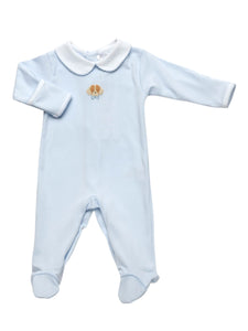 Spotted Boy Puppy Collared Pima Footie/Light Blue