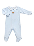 Spotted Boy Puppy Collared Pima Footie/Light Blue