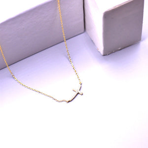 Gold Side Cross Necklace