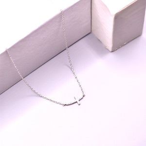 Silver Side Cross Necklace