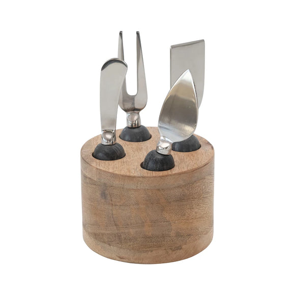 Cheese Servers with Wood Stand
