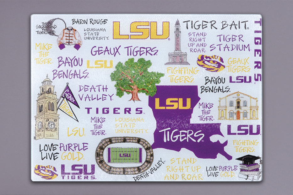 LSU-tempered glass board with LSU theme 