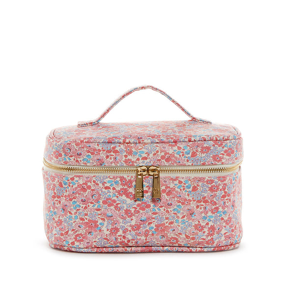 TRVL DESIGN TRAIN CASE MARSEILLE WITH PINK PINSTRIPE LINER