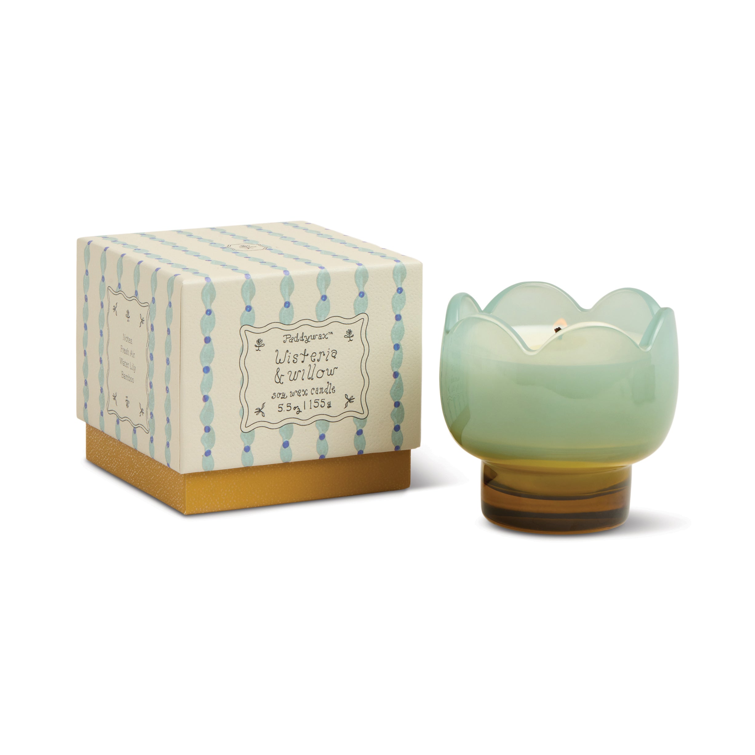 Blue Tulip Milky Glass Candle - Wisteria & Willow