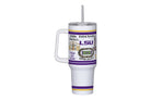 White tumbler with LSU branding and football stadium graphic 