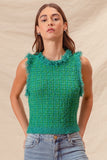 Tweed Knit Sweater Vest Top