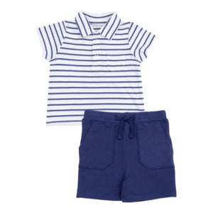 Stripe Vintage Blue Rib Shirt and French Terry Short