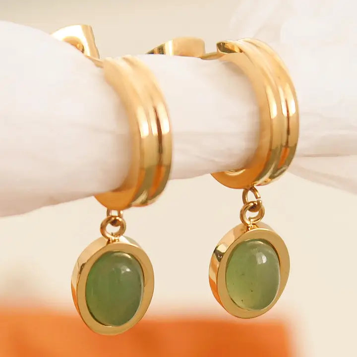 Whitnee Dainty Round Stone Dangle Earring