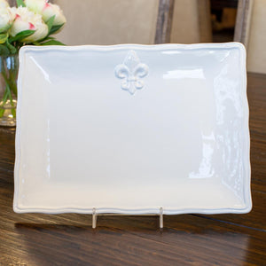 Fleur De Lis White Rectangular Platters