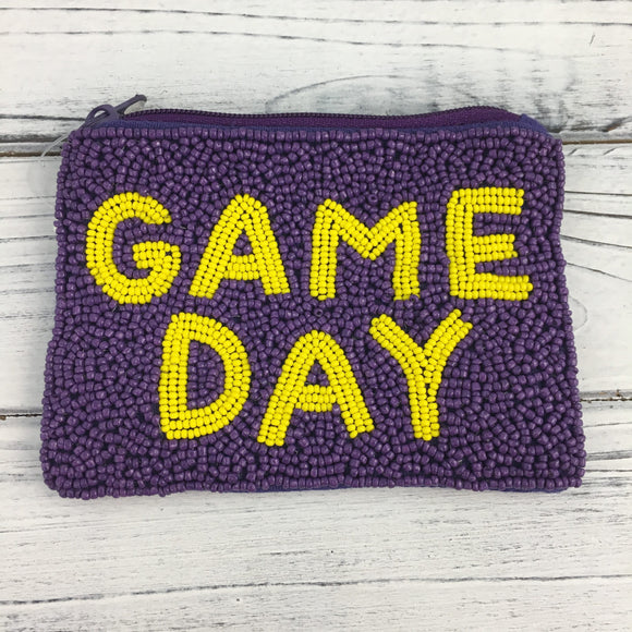 LSU Game Day Beaded Coin Pouch