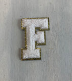 White Chenille Alphabet Patch 3"