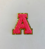 Hot Pink Chenille Alphabet Patch 2.5"