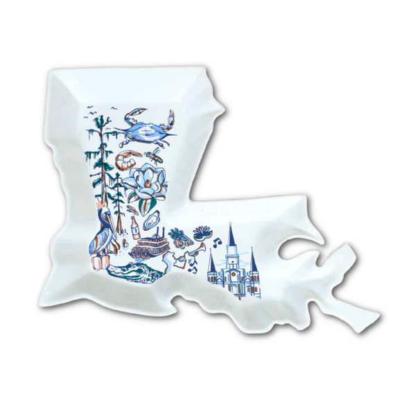 Louisiana Love State Shaped Platter