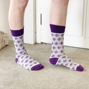 Men's Purple Fleur de Lis Socks