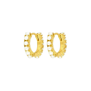 Aubrey Adele Pearl Power Huggie Earrings